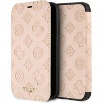 Guess Oblečena torbica za knjige s potoniki za iPhone X / XS - bež