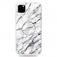 Pokrivalo z držalom s 3D diamantno teksturo za iPhone 11 Pro Max - beli marmor