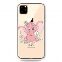 Mehka plastična prevleka za iPhone 11 Pro Max - otroški slon z margueritom