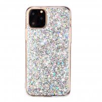 Mehka plastična prevleka z bleščicami za iPhone 11 Pro Max - srebro