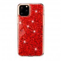 Mehka plastična prevleka z bleščicami za iPhone 11 Pro Max - rdeče