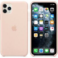 Pristna Apple Silikonska prevleka za iPhone 11 Pro Max - peščeno roza