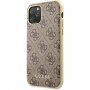 Guess 4G ovitek s tekstilno površino za iPhone 11 Pro Max - rjava