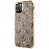 Guess 4G ovitek s tekstilno površino za iPhone 11 Pro Max - rjava
