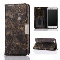Flip etui z marmornatim vzorcem za iPhone SE (2020/2022)/8/7 - črna