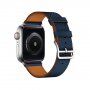 Usnjeni pašček za Apple Watch Ultra 49mm / 46mm / 45mm / 44mm / 42mm - temno modra