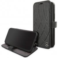 Mercedes Quilted Perf flip etui za iPhone 11 - črna