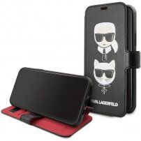 Karl Lagerfeld flip etui z režami za kartice za iPhone 11 - črna
