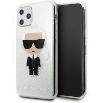 Karl Lagerfeld Glitter Iconic ovitek za iPhone 11 Pro Max - srebro