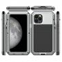 Super trpežen etui iz kovine, silikona in kaljenega stekla za iPhone 11 Pro - srebro