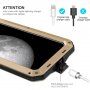 Super trpežen etui iz kovine, silikona in kaljenega stekla za iPhone 11 Pro - zlato