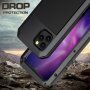 Super trpežen etui iz kovine, silikona in kaljenega stekla za iPhone 11 Pro Max - črna