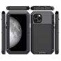 Super trpežen etui iz kovine, silikona in kaljenega stekla za iPhone 11 Pro Max - črna
