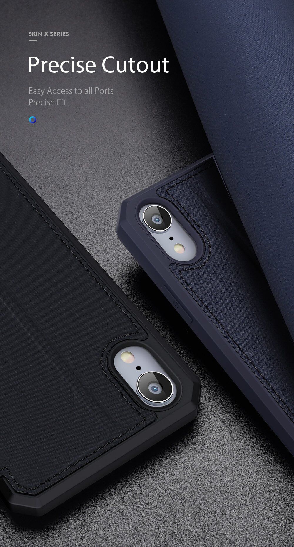 Dux Ducis flip etui z režo za kartice za iPhone XR - modro