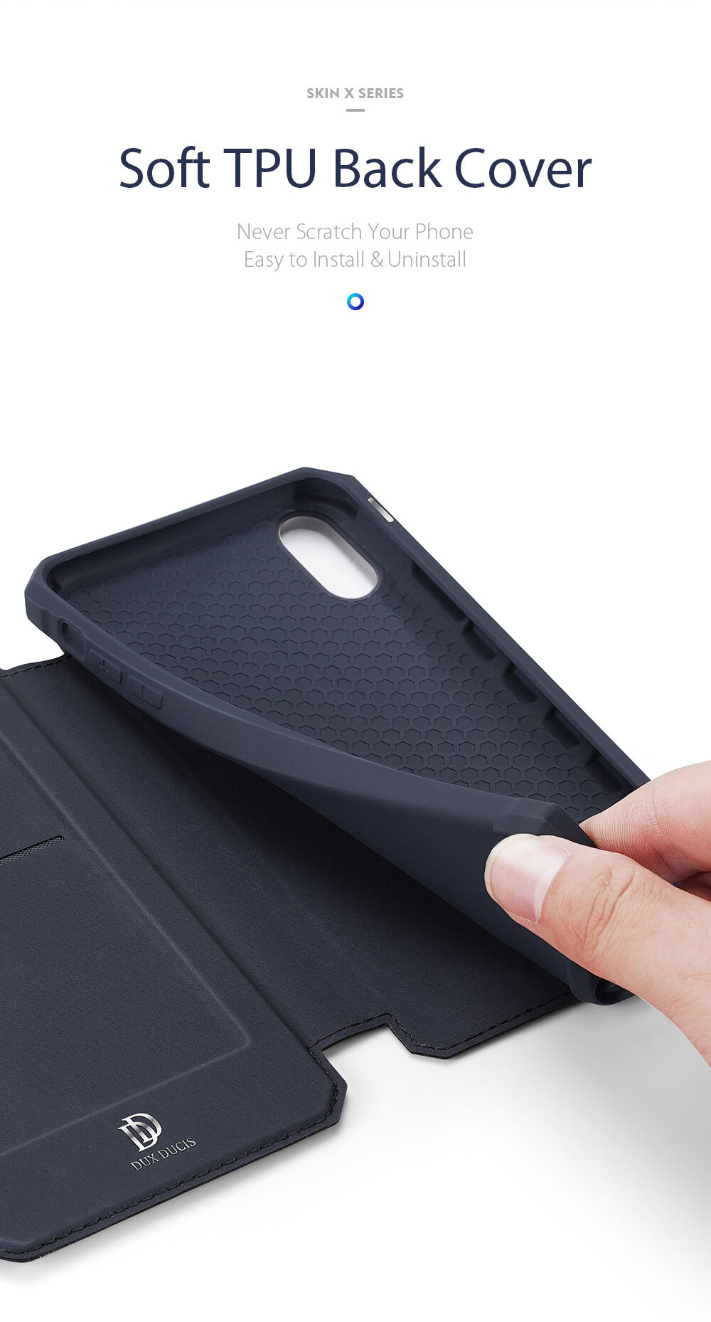 Dux Ducis flip etui z režo za kartice za iPhone XR - modro