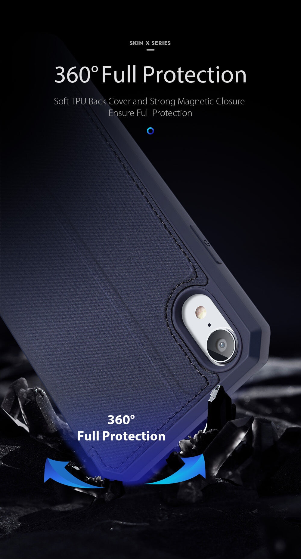 Dux Ducis flip etui z režo za kartice za iPhone XR - roza