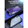 Ovitek s kovinskim okvirom in kaljenim anti-blue-ray steklom za sprednjo in hrbtno stran iPhone X / XS - zlati