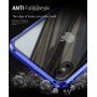 Ovitek s kovinskim okvirom in kaljenim anti-blue-ray steklom za sprednjo in hrbtno stran iPhone X / XS - zlati
