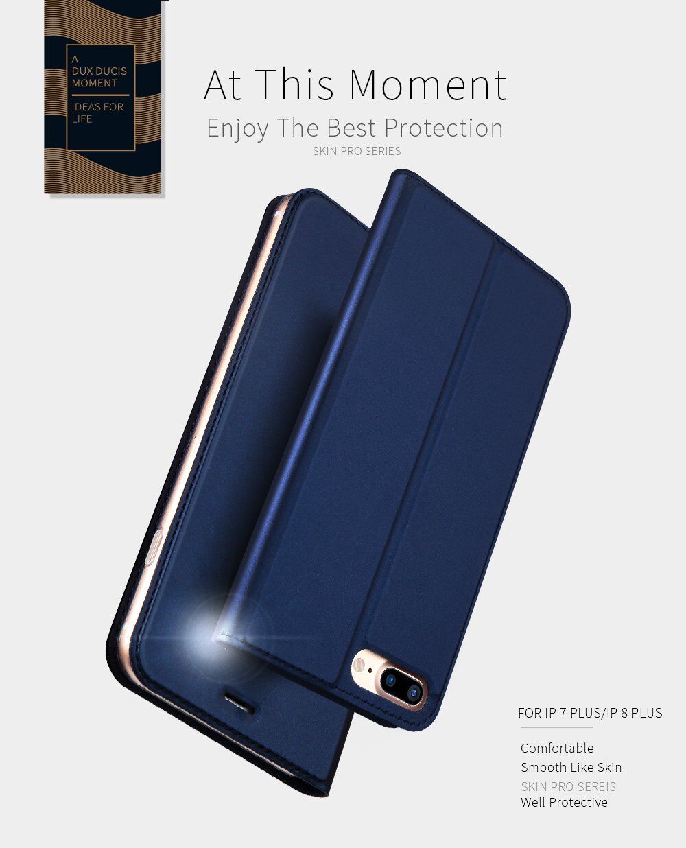 Prevlečna torba Dux Ducis s stojalom za iPhone 7 Plus / 8 Plus - temno modra