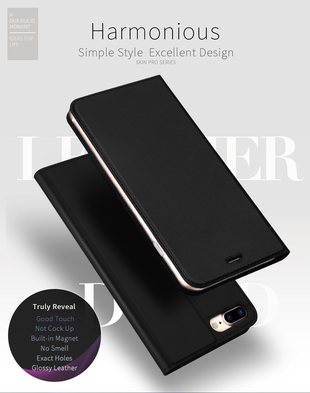 Prevlečna torba Dux Ducis s stojalom za iPhone 7 Plus / 8 Plus - temno siva