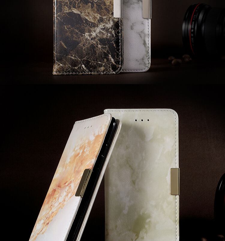 Flip etui z marmornatim vzorcem za iPhone SE (2020/2022)/8/7 - siva