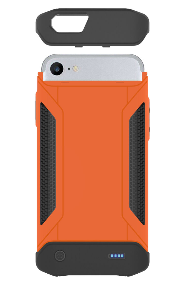 Trpežen pokrov z zunanjo baterijo za iPhone 6 / 6S / 7 - oranžna