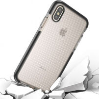 Ovitek za iPhone XS / iPhone X z ojačanim okvirjem in zaščito pred padcem - črno-belo
