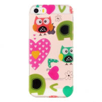 Ovitek za iPhone 5 / 5S / SE (2016) - zasnova - sove in srca