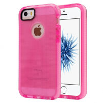 Semitransparentna zaščitna prevleka za iPhone 5 / 5S / SE (2016) s tkanino - roza