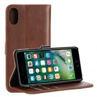 Torbica CRAZY HORSE s stojalom in predelki za Apple iPhone XS - kava