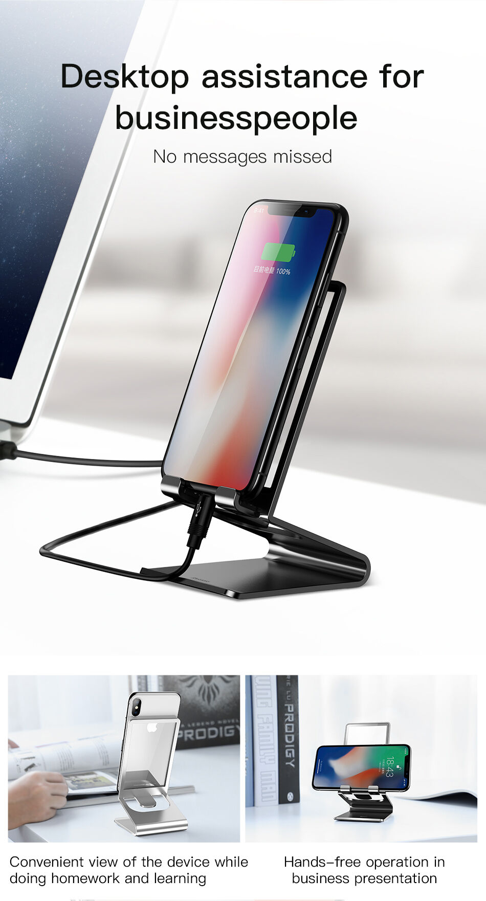 BASEUS elegantno stojalo za iPhone - črna