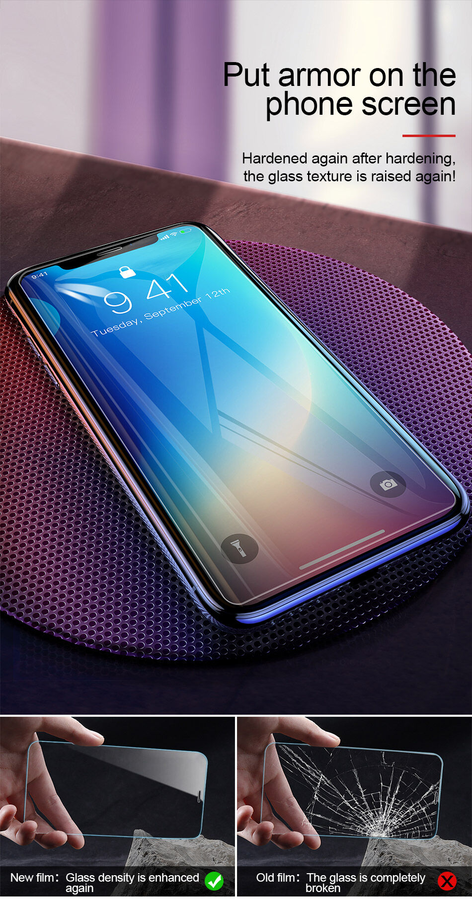 BASEUS Kaljeno steklo proti modri svetlobi za iPhone XR