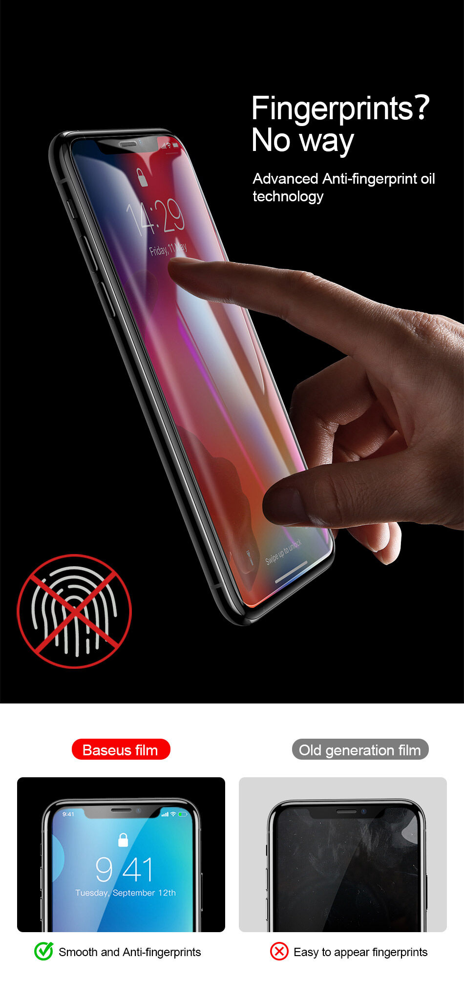 BASEUS Kaljeno steklo proti modri svetlobi za iPhone XR
