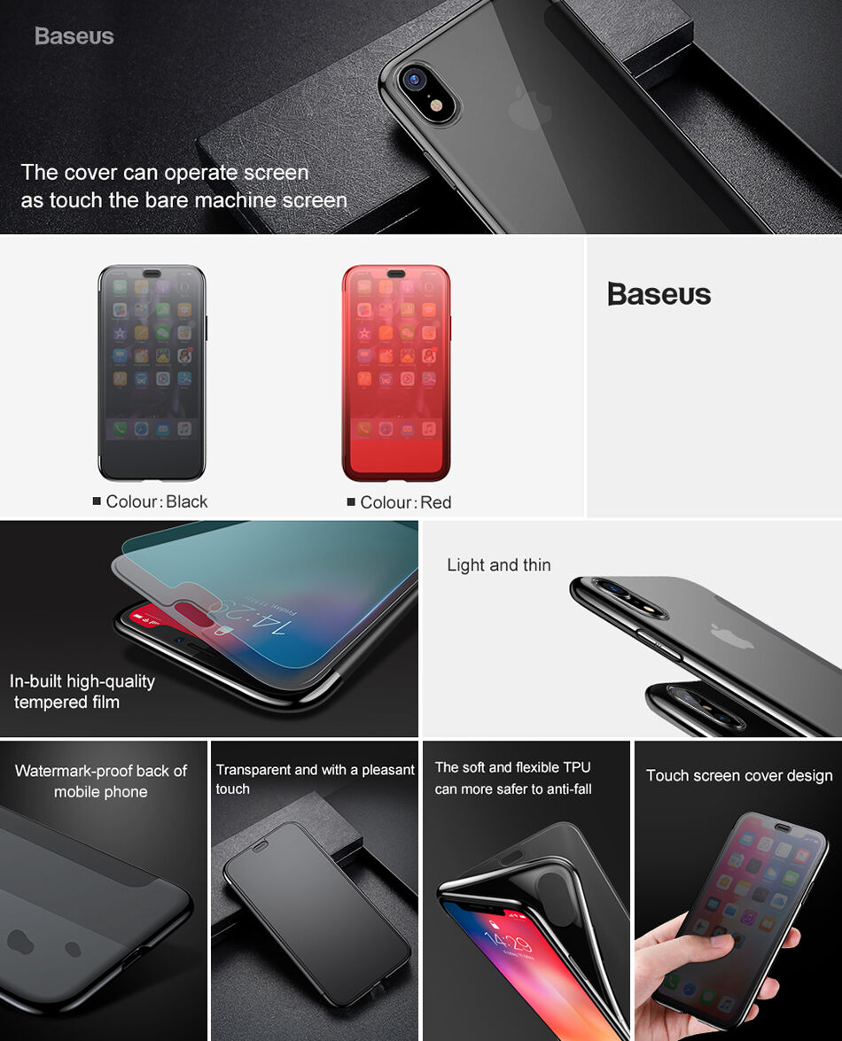 Torba BASEUS za flip za iPhone XS Max - črna