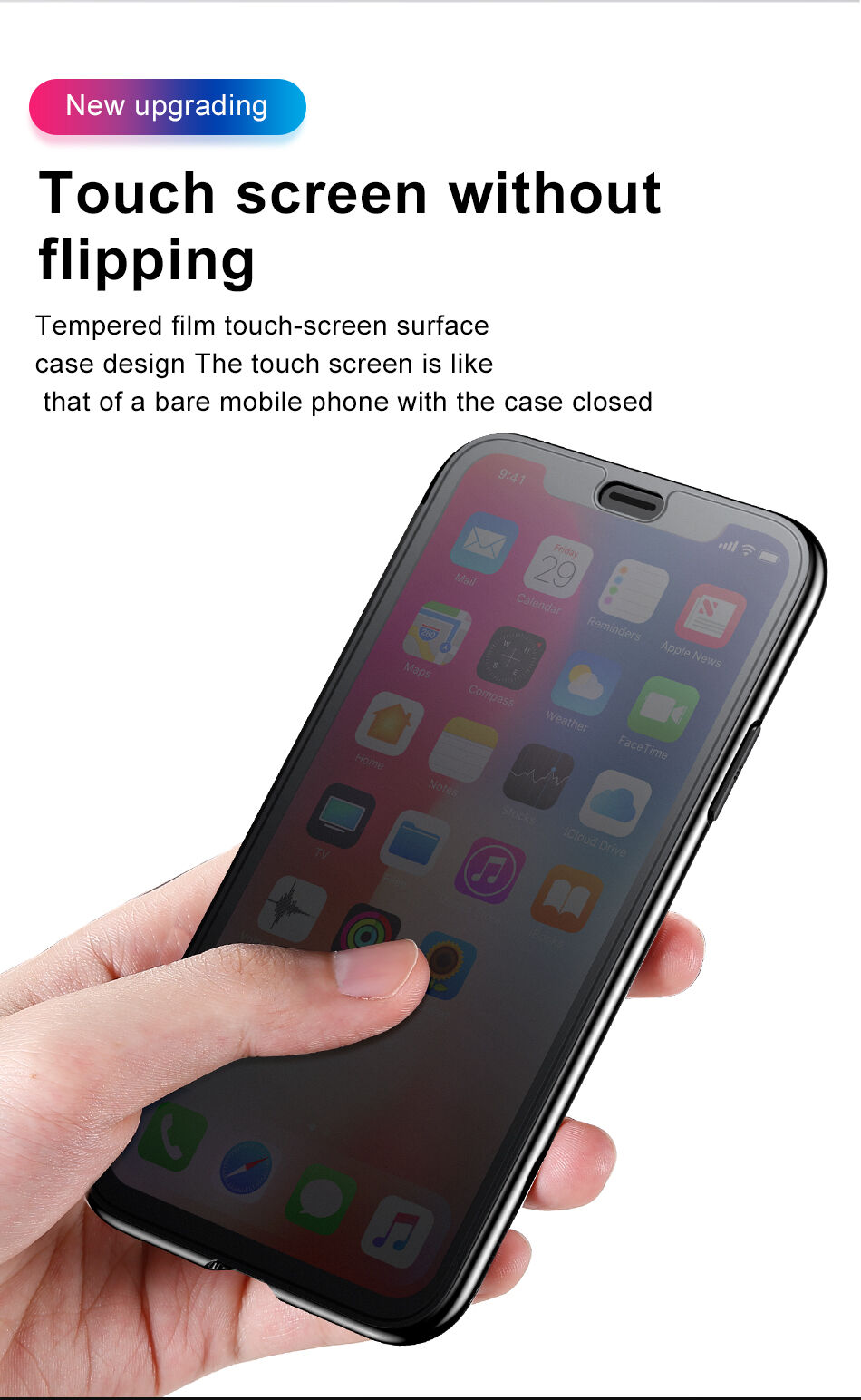 Torba BASEUS za flip za iPhone XS Max - črna