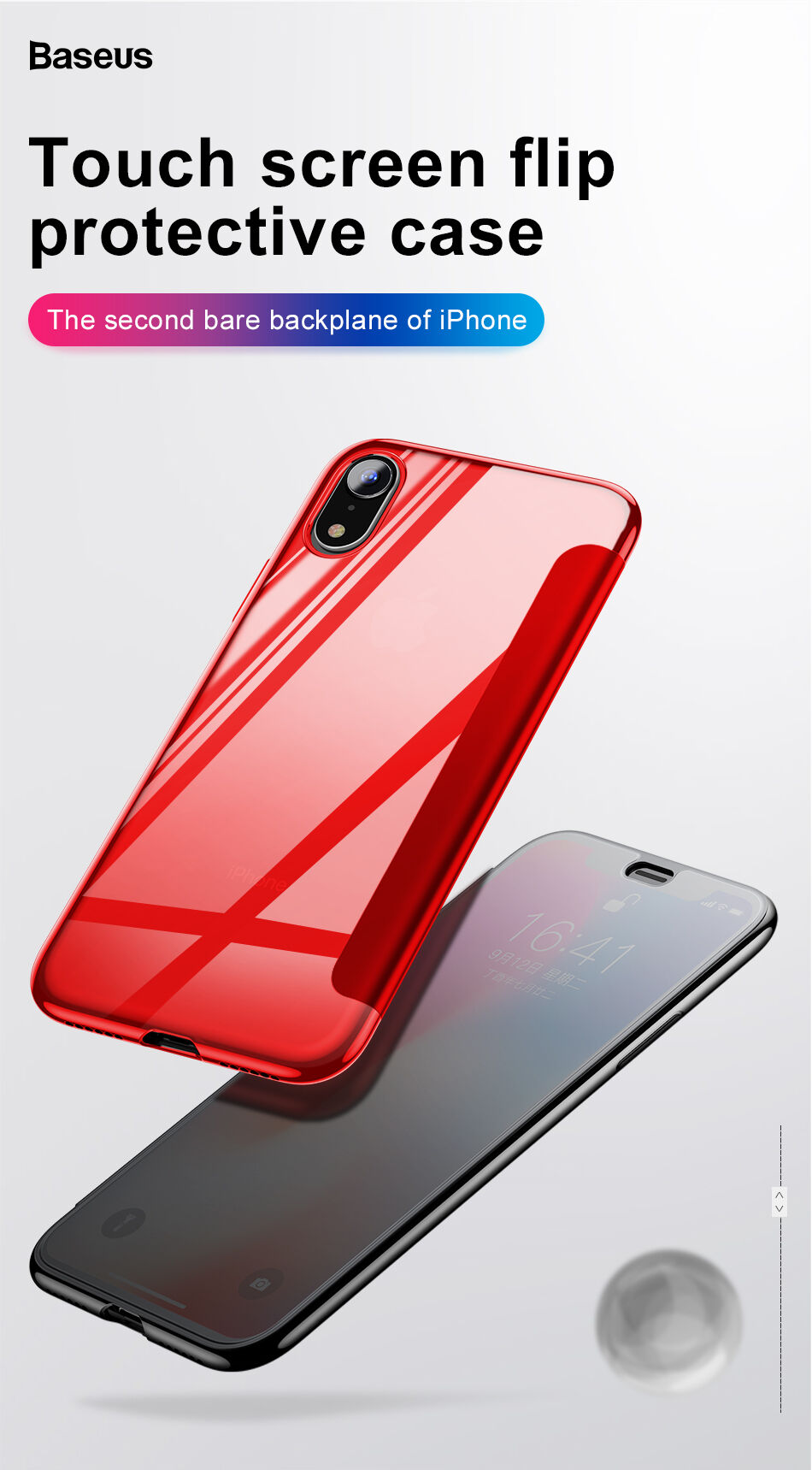 Torba BASEUS za flip za iPhone XS Max - rdeče