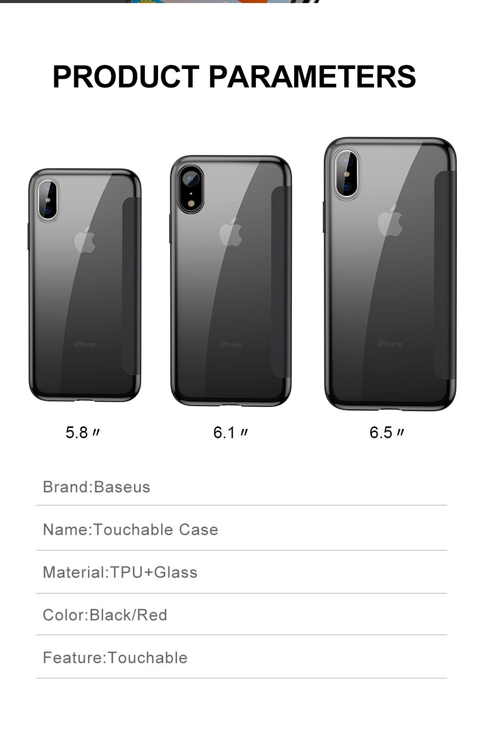 Torba BASEUS za flip za iPhone XS - rdeče