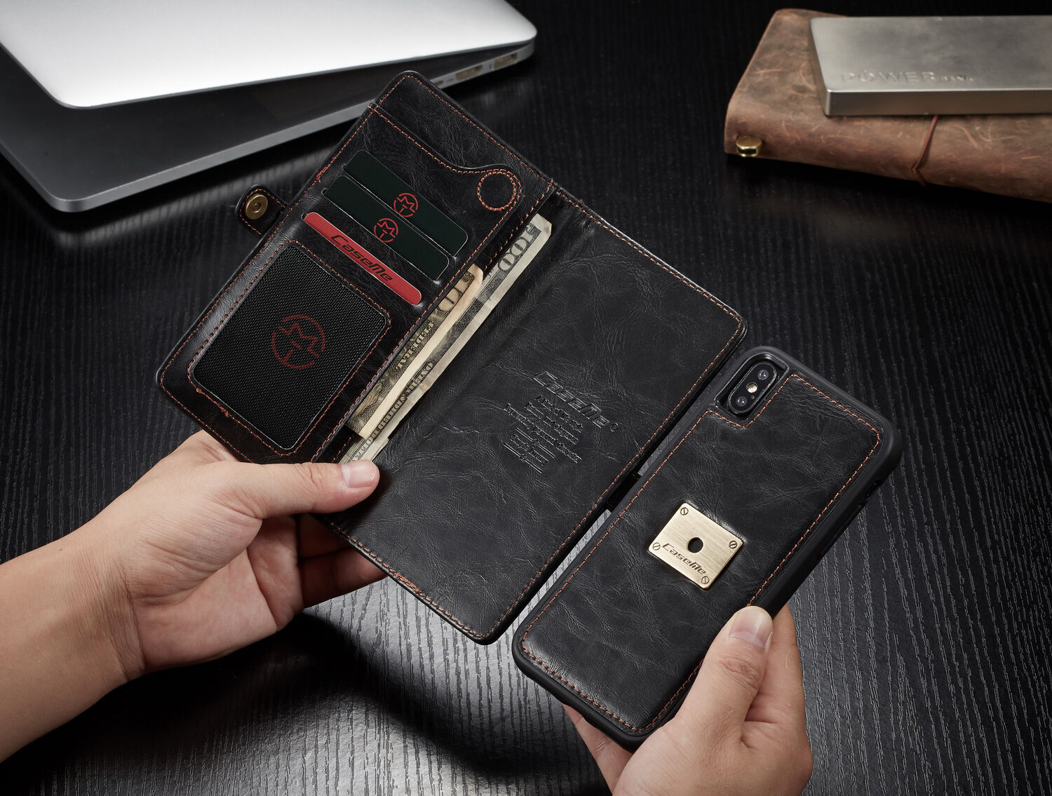 CASEME 2in1 snemljiva torbica za iPhone XS Max - črna
