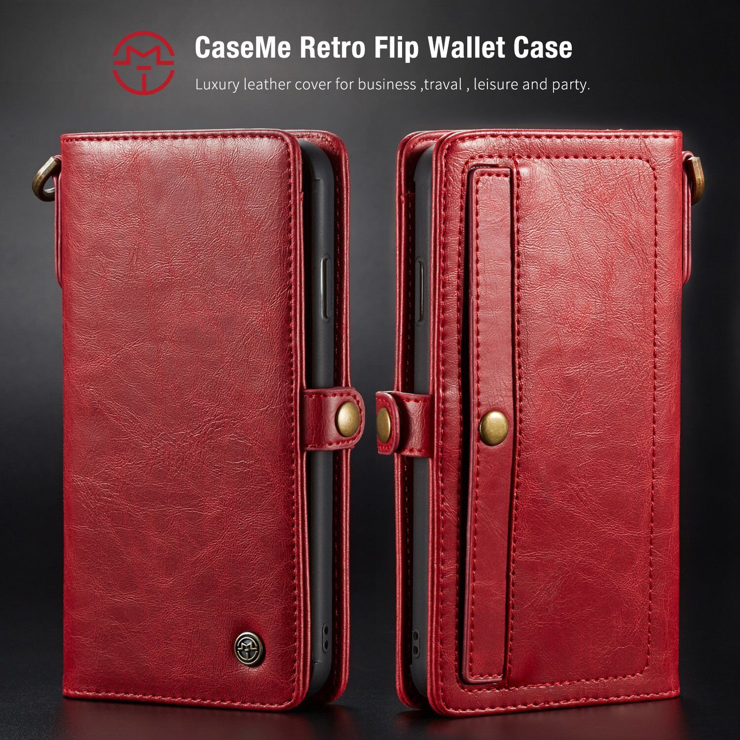 CASEME 2in1 snemljiva torbica za iPhone XS Max - rdeče