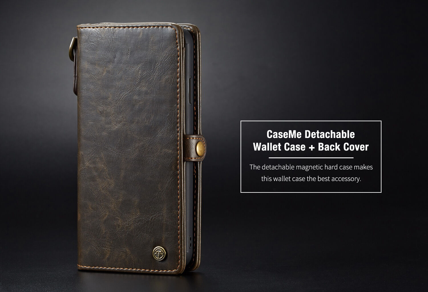 CASEME 2in1 snemljiva torbica za iPhone XS Max - rjava