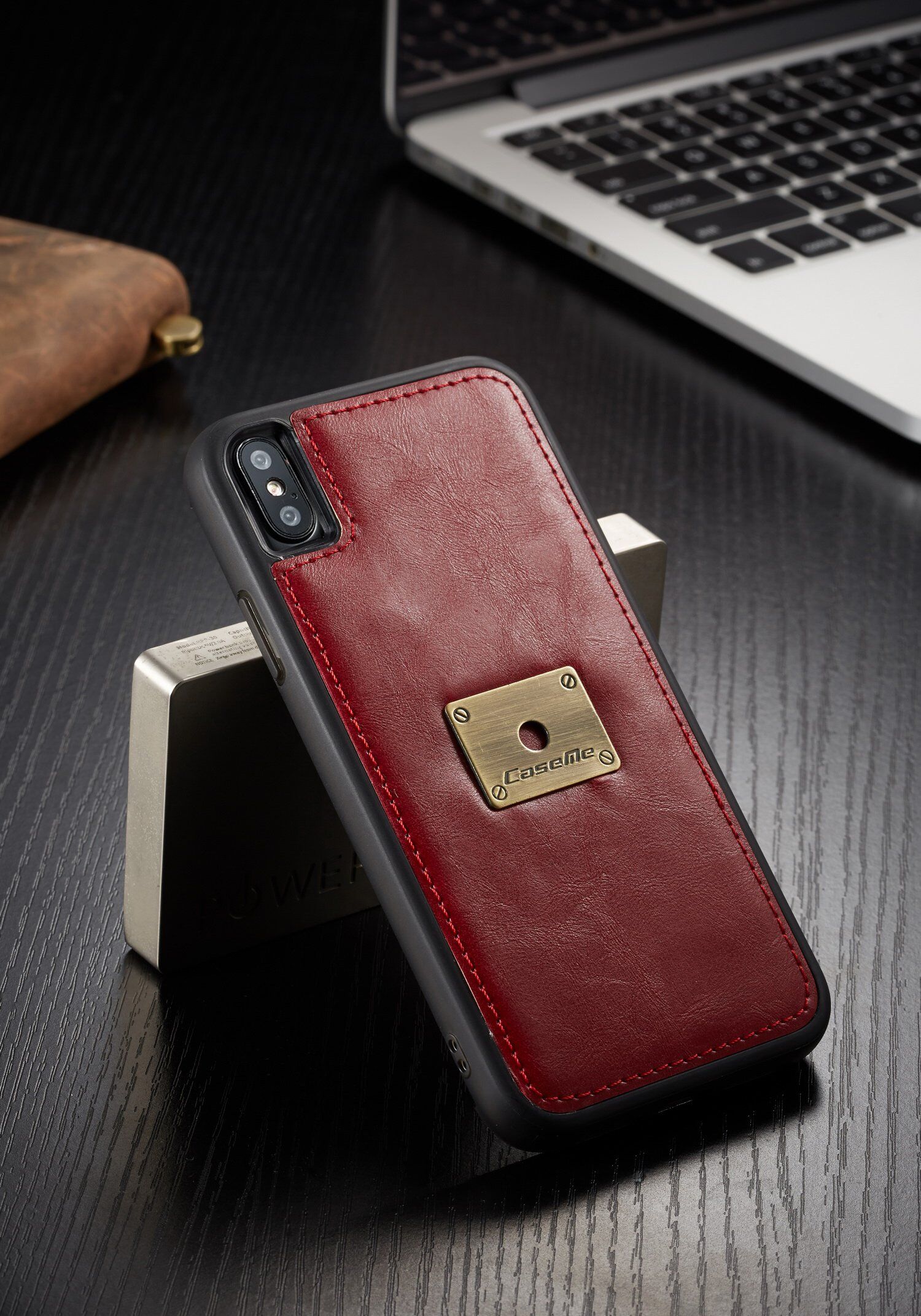 CASEME 2in1 snemljiva torbica za iPhone XS Max - rjava