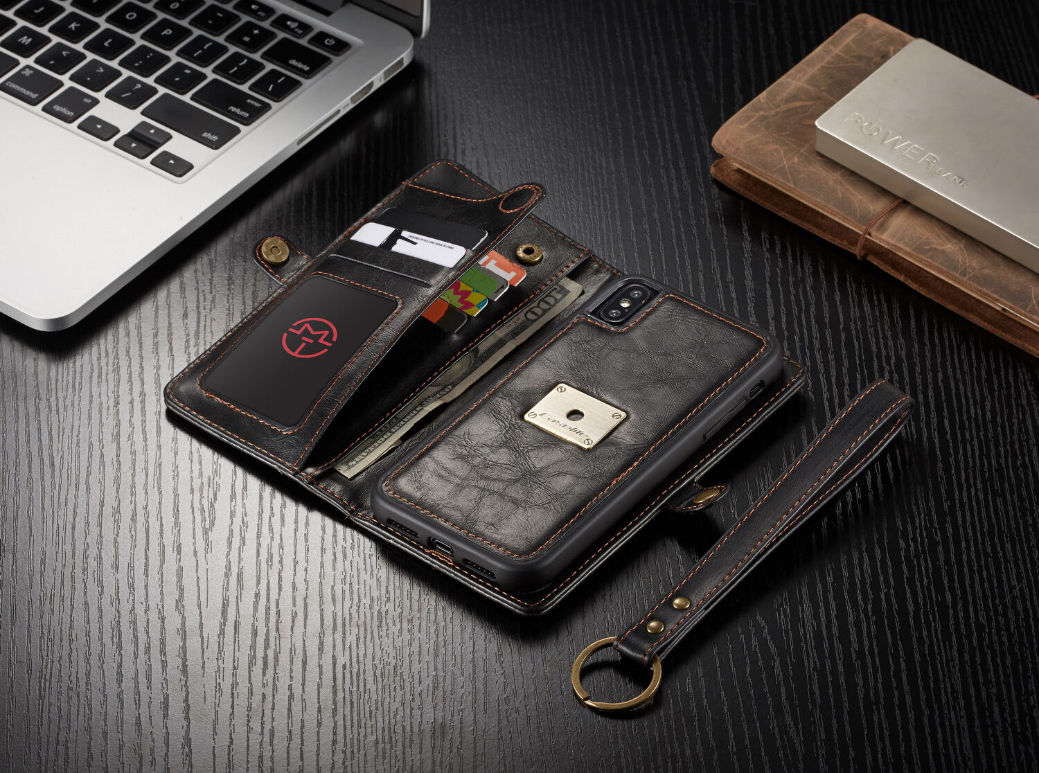CASEME 2in1 snemljiva torbica za iPhone XS Max - rjava