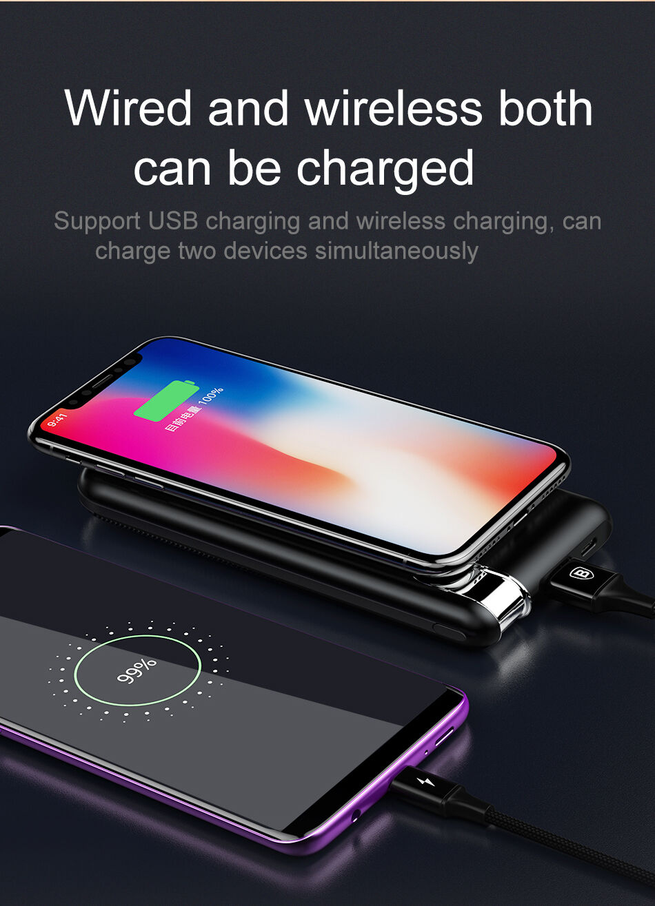 BASEUS power bank 10000mAh z brezžičnim polnjenjem - črna