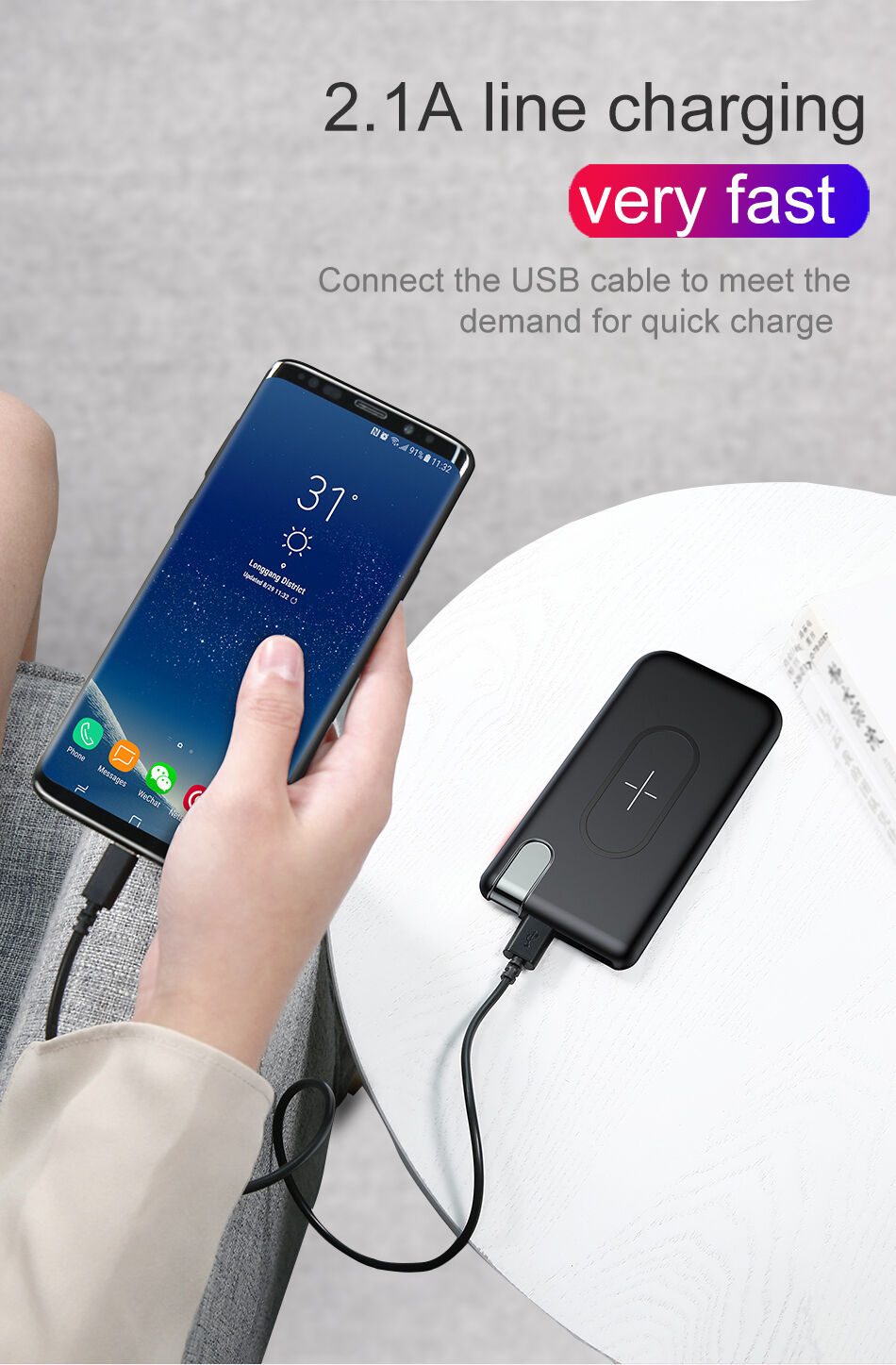 BASEUS power bank 10000mAh z brezžičnim polnjenjem - črna