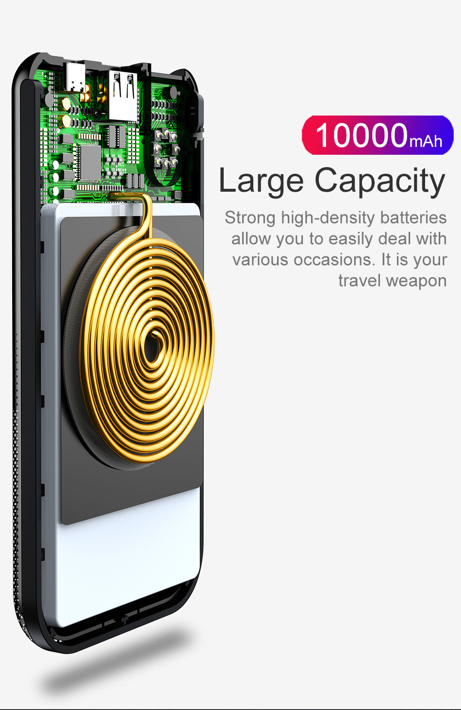 BASEUS power bank 10000mAh z brezžičnim polnjenjem - črna