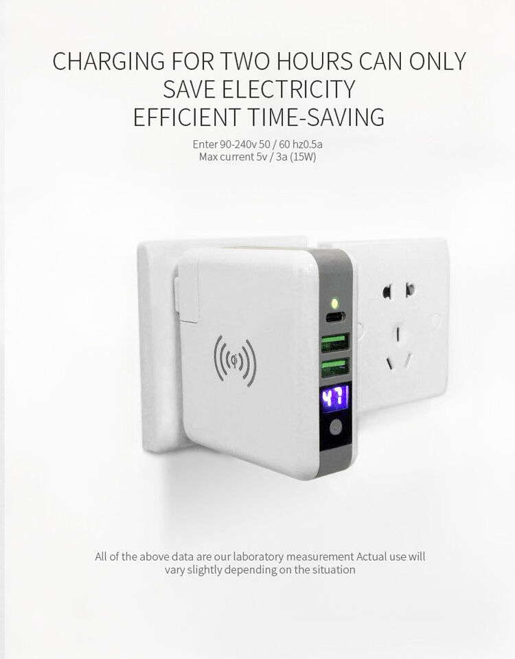 Polnilnik / napajalnik z močjo 6700mAh z zamenljivimi vtiči (AU / UK / ZDA / EU) in brezžičnim polnjenjem