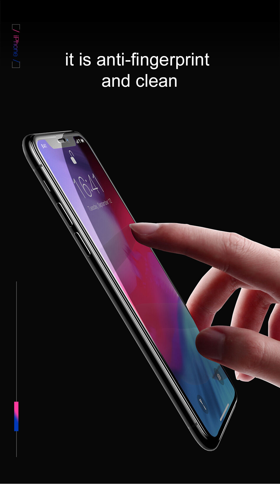 BASEUS kaljeno steklo z zaobljenim robom za iPhone XS Max - črna