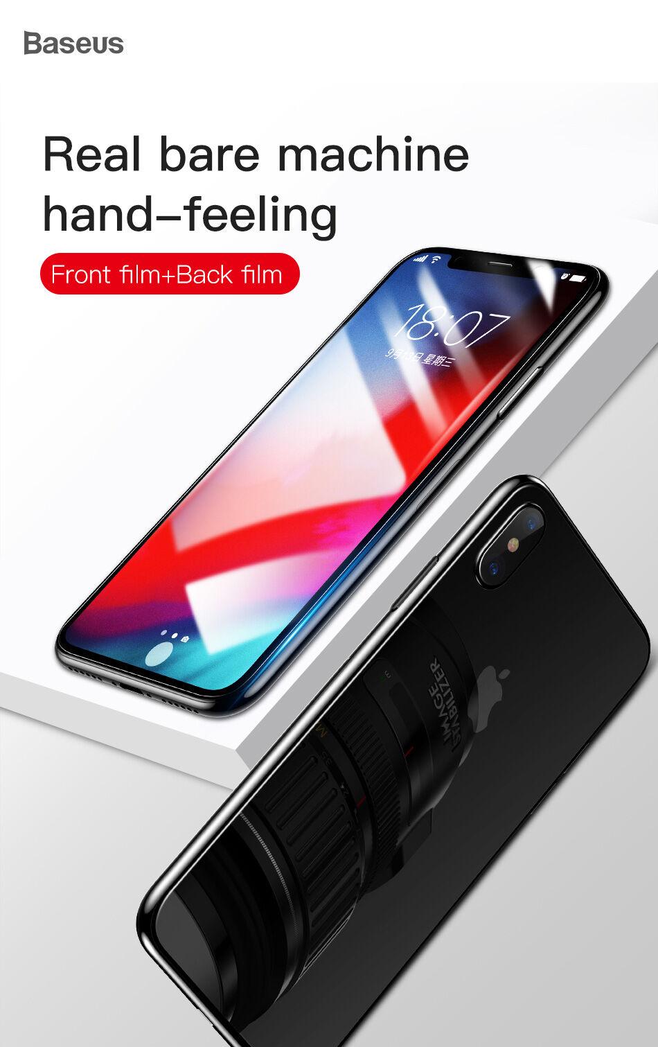 BASEUS kaljeno steklo za sprednjo in zadnjo stran za iPhone XS Max
