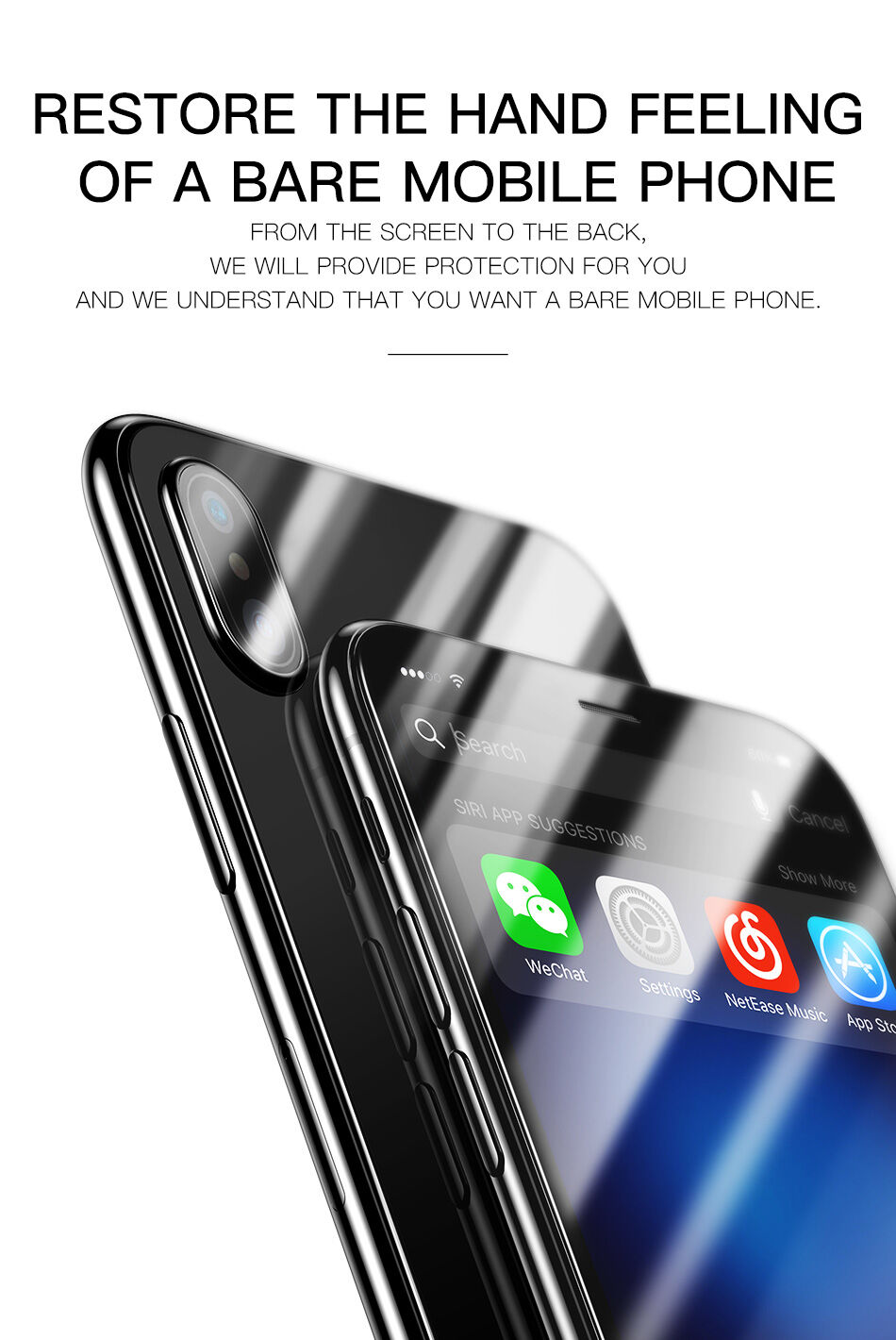 BASEUS kaljeno steklo za sprednjo in zadnjo stran za iPhone XS Max