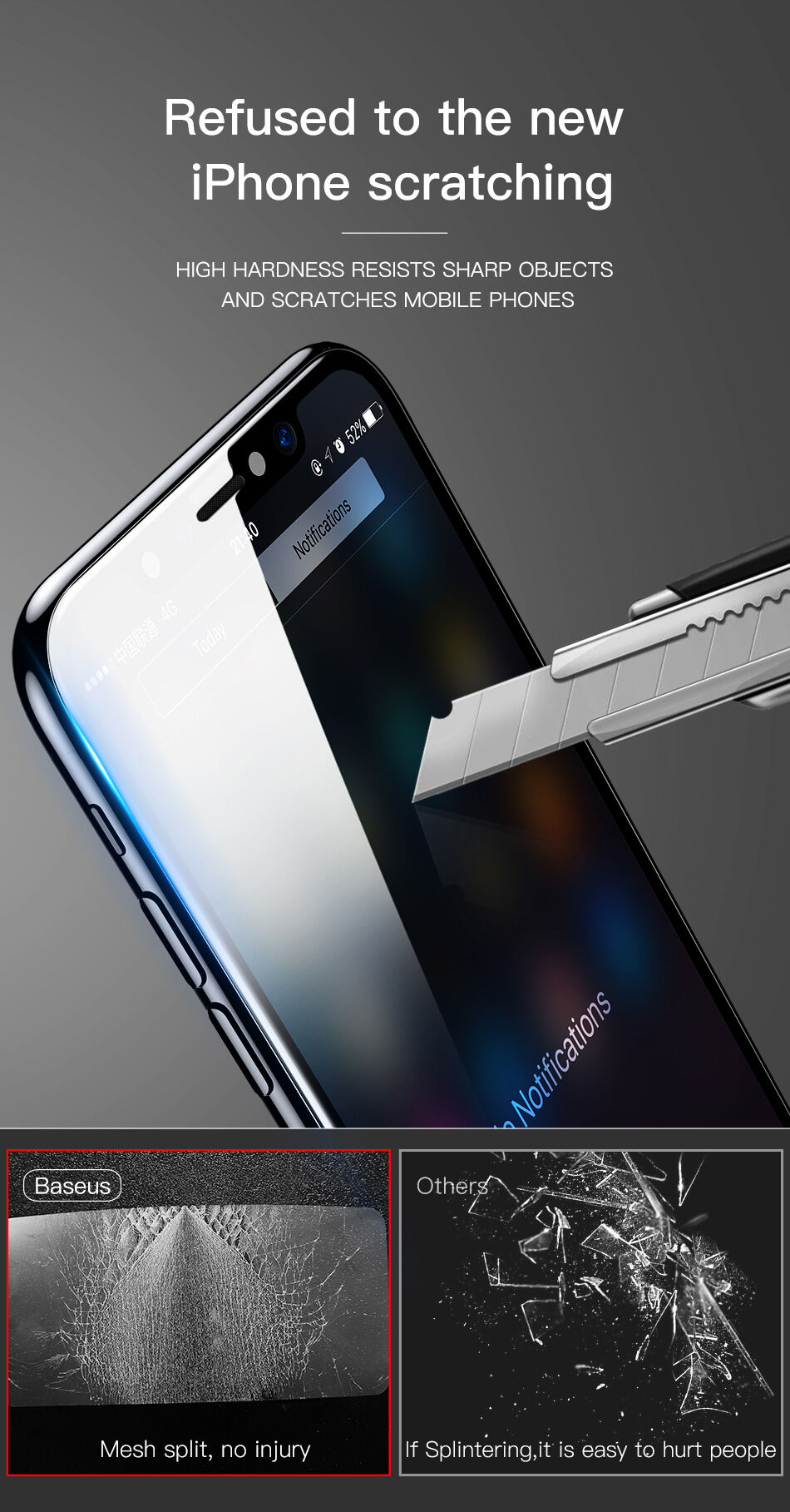 BASEUS kaljeno steklo za sprednjo in zadnjo stran za iPhone XS Max